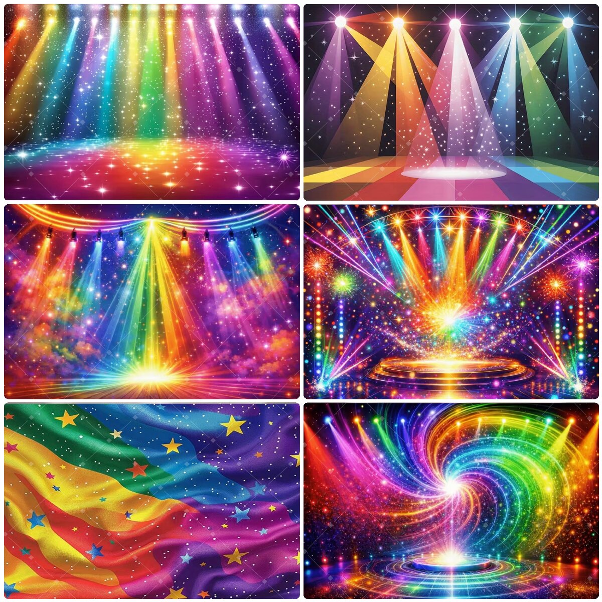Photography Lighting Backdrop - Colorful Rainbow Stage Light Backdrop Glitter