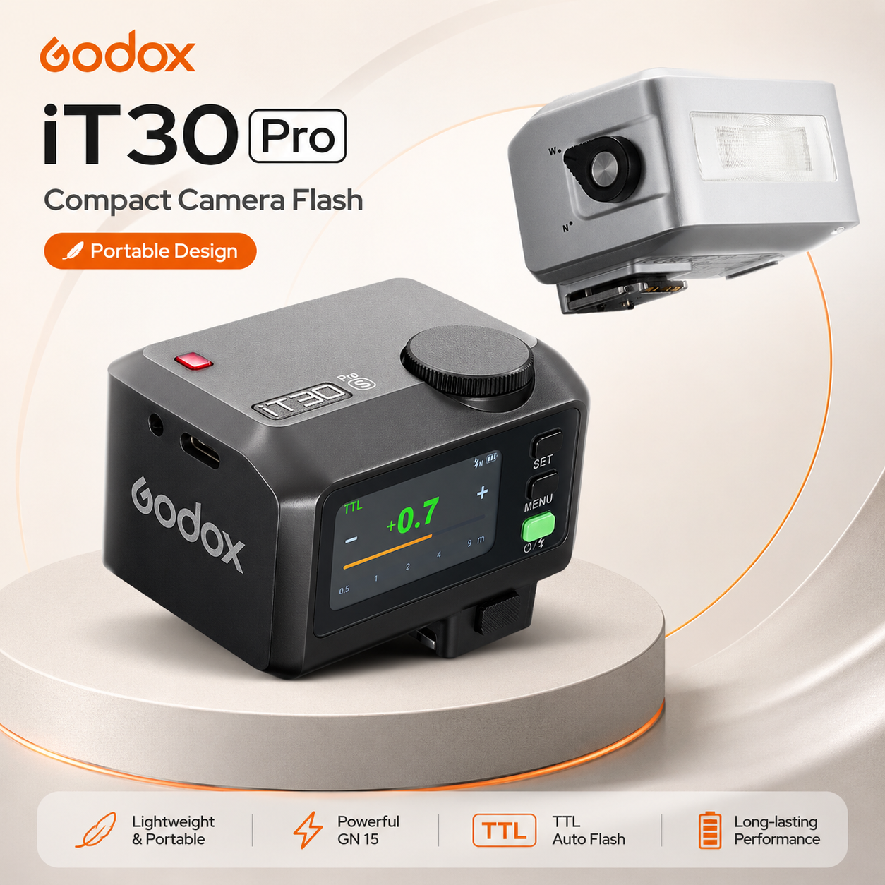 Godox Speedlite Flash - Godox iT30Pro Portable Camera Flash GN15