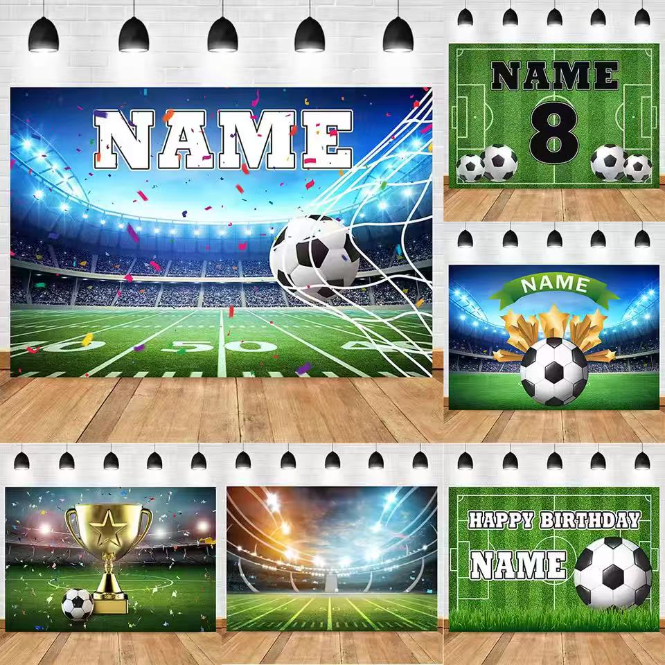 Photography Lighting Backdrop - Football Backdrop Customize Name Boy Birthday