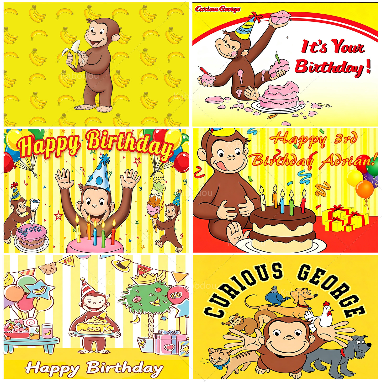 Photography Lighting Backdrop - Curious George Monkey Theme Square Backdrop