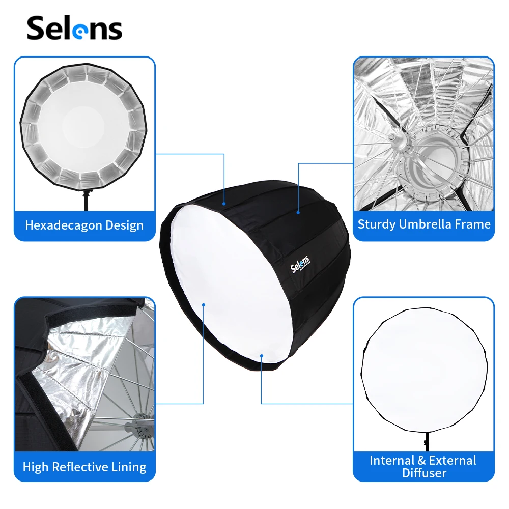 Selens 70/90/120cm Foldable Um - огляд і ціна Parabolic Umbrella Deep