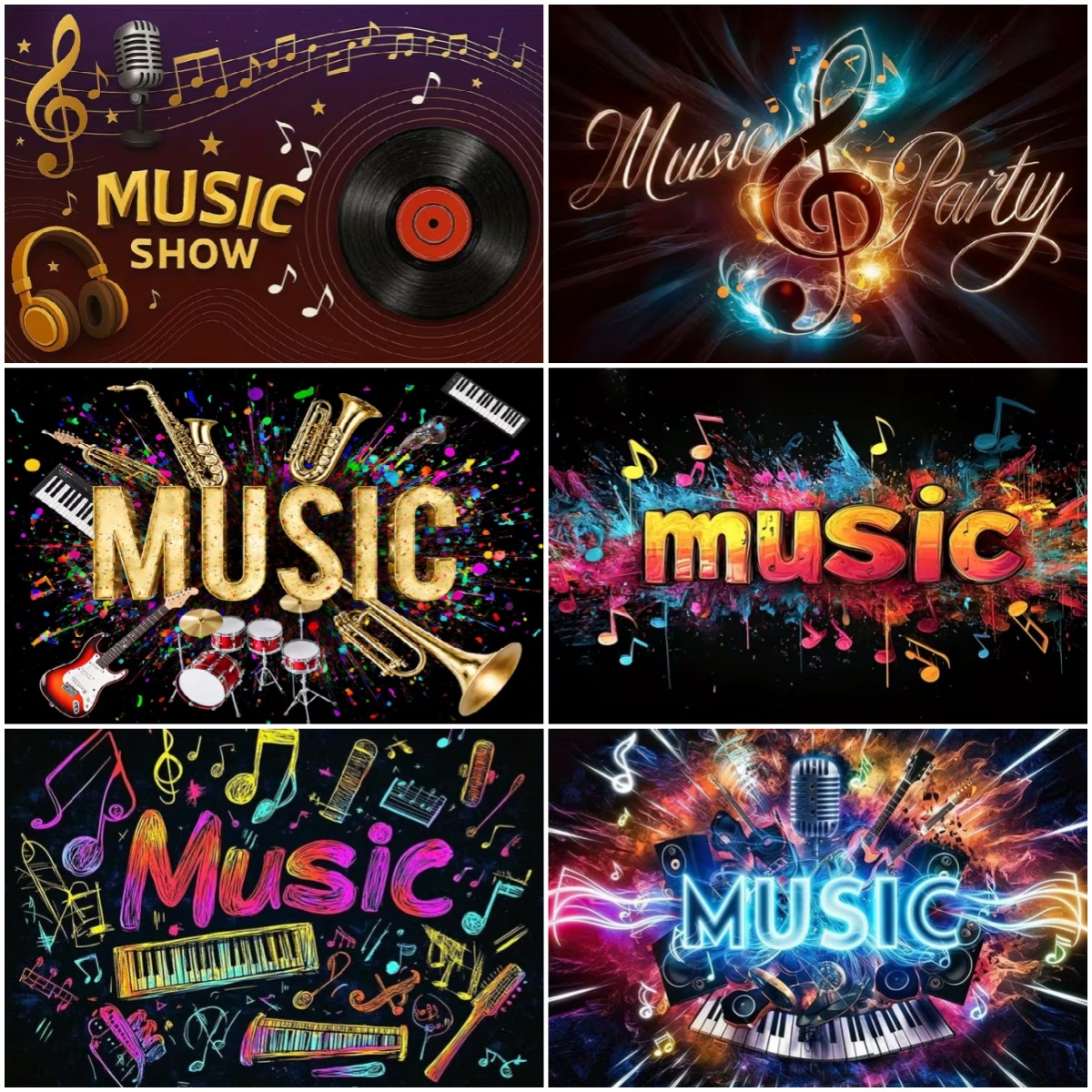 Vibrant Music Theme Glitter Pa - огляд і ціна Photography Lighting Backdrop
