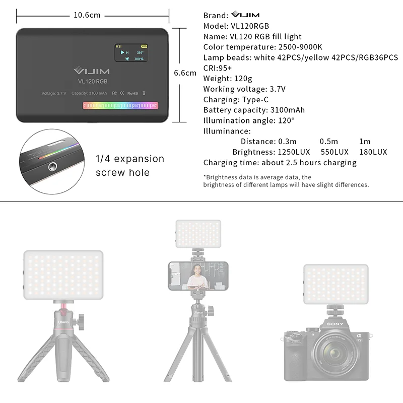 2026 New120 RGB Pocket Fill Li - огляд і ціна Photography Lighting
