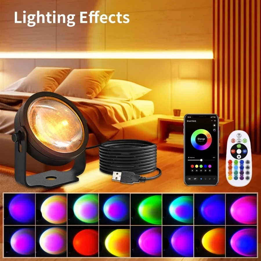 Smart LED Sunset Projector Lam - огляд і ціна Photography Lighting Diy