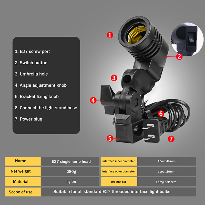 E27 AC Socket Lamp Single Head - огляд і ціна Photography Lightning
